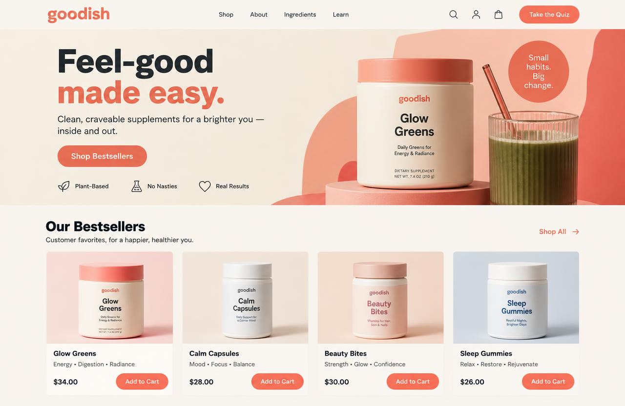 Desktop mockup of a modern e-commerce website designed for conversion